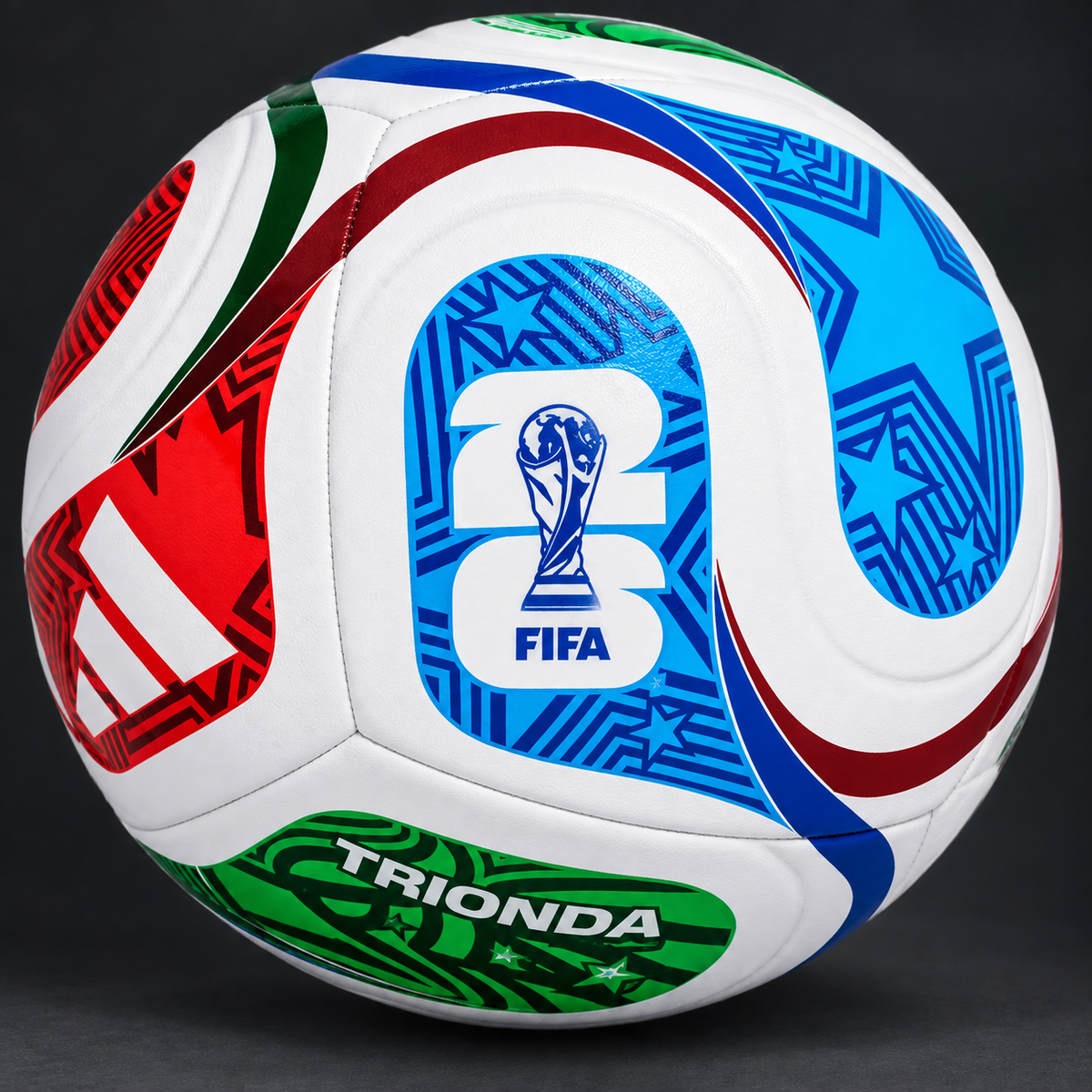 FIFA Trionda Soccer Ball – Official Match & Training Football, Size 5, White/Blue/Red/Green