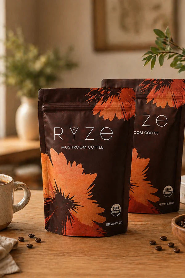 RYZE Organic Mushroom Coffee Medium Roast – 2 Pack, 60 Servings