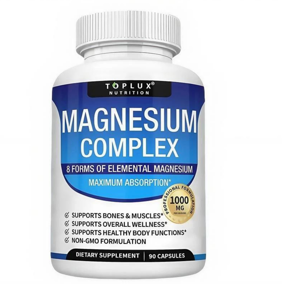 Magnesium Complex 1000mg ā 90 Capsules | 8 Forms with Glycinate, Citrate, Malate & Taurate