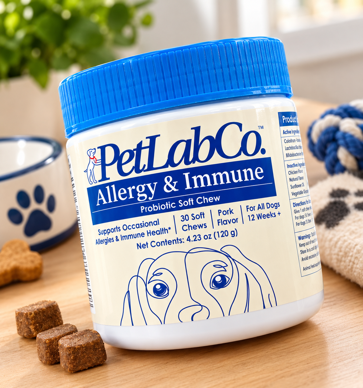 PetLabCo. Allergy & Immune Probiotic Soft Chews for Dogs – 30 Soft Chews, Pork Flavor