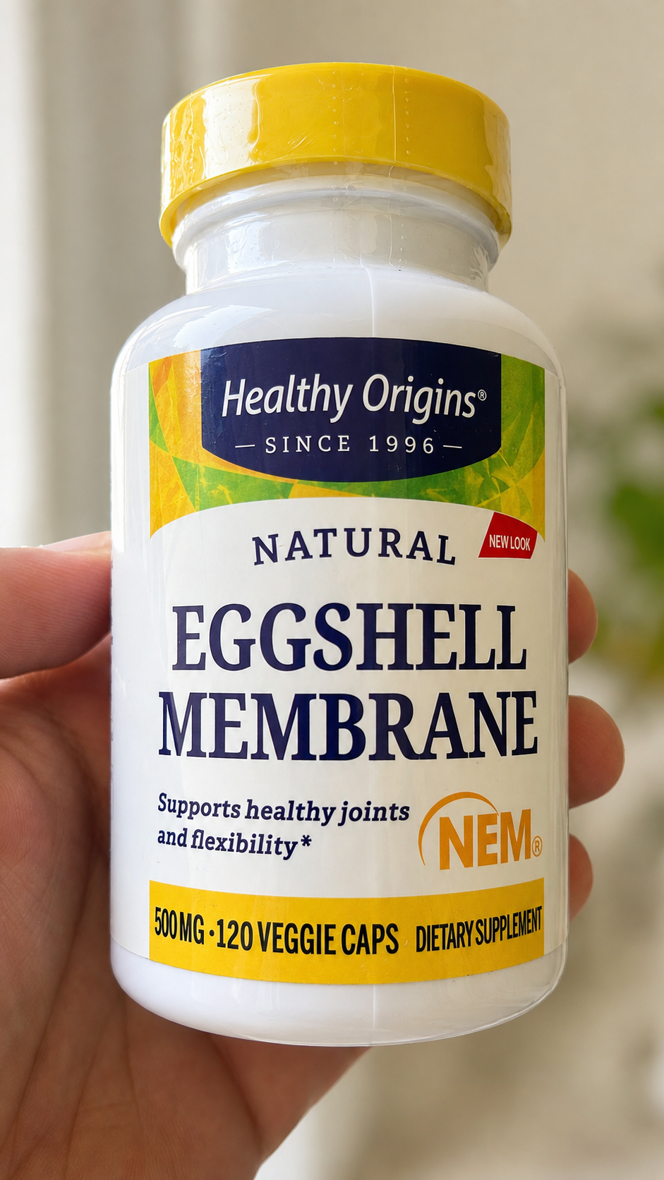 Healthy Origins Natural Eggshell Membrane NEM® 500 mg – 120 Veggie Capsules – Joint & Flexibility Support Dietary Supplement