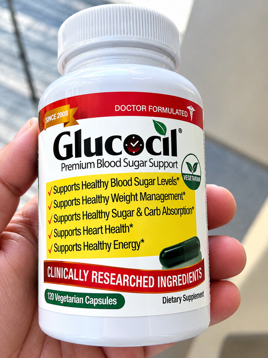 GlucoCil Premium Blood Sugar Support 120 Vegetarian Capsules – Dietary Supplement