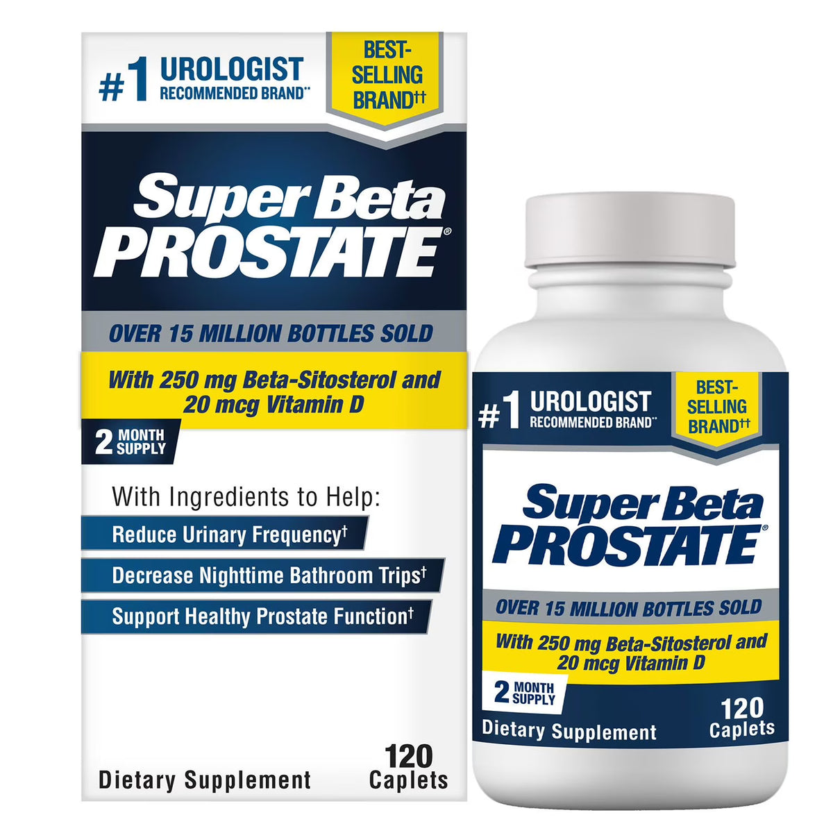 Super Beta Prostate Male Supplement with 250 mg. Beta-Sitosterol Caplets 120 ct