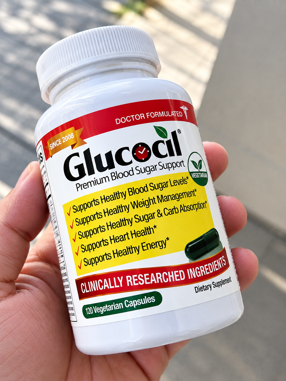 GlucoCil Premium Blood Sugar Support 120 Vegetarian Capsules – Dietary Supplement