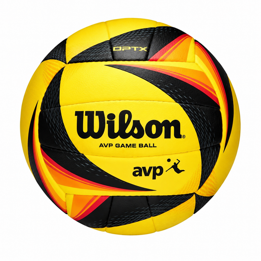 **Title:** Wilson OPTX AVP Game Ball Official Beach Volleyball – Yellow/Black/Red, Professional Match Ball