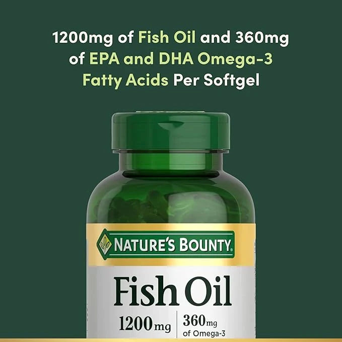 Omega-3 Fish Oil 1200mg, 200 Softgels, 360mg Omega-3, Burpless