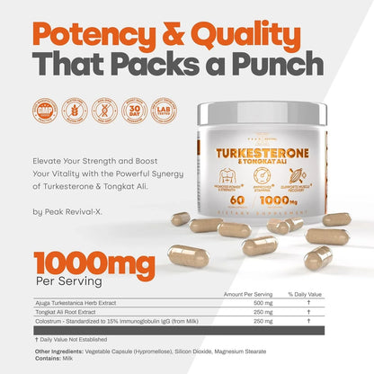 Peak Revival-X Turkesterone + Tongkat Ali, 60 Capsules