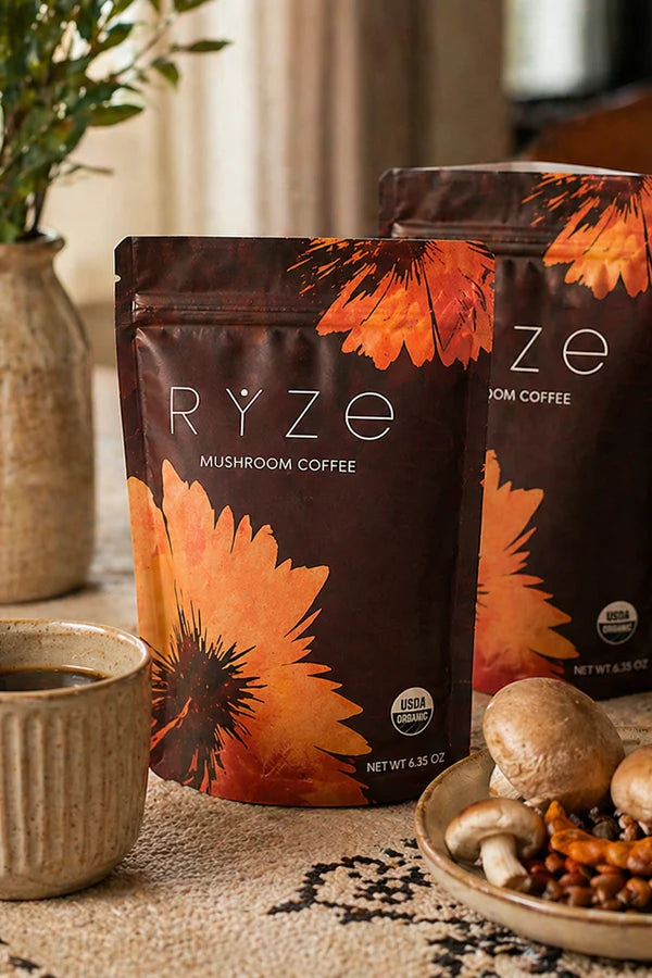 RYZE Organic Mushroom Coffee Medium Roast – 2 Pack, 60 Servings