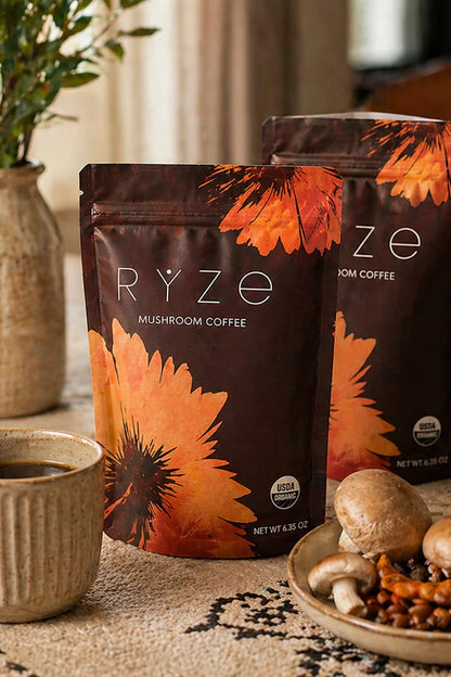 RYZE Organic Mushroom Coffee Medium Roast – 2 Pack, 60 Servings