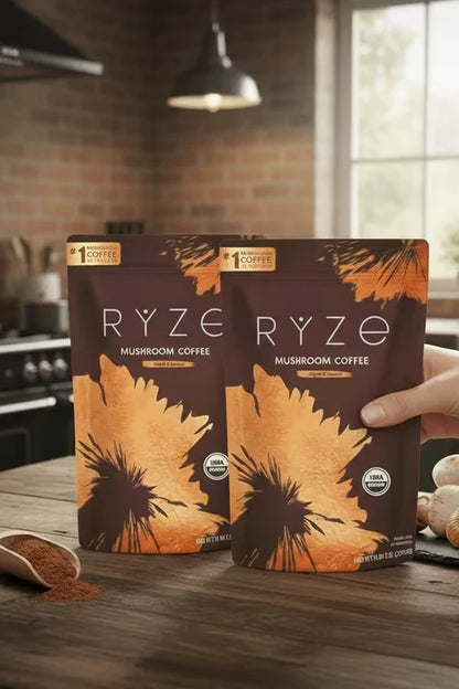 RYZE Organic Mushroom Coffee Medium Roast – 2 Pack, 60 Servings