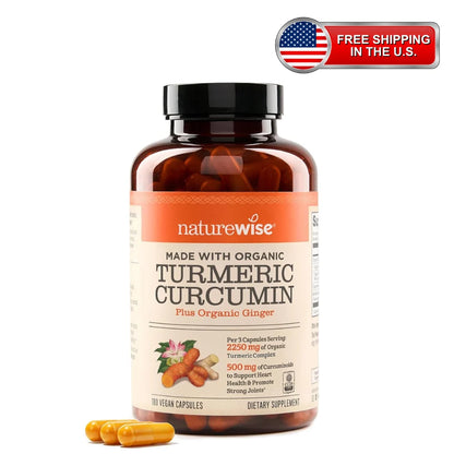 Turmeric Curcumin 2250mg with Black Pepper & Ginger | 180 Vegan Capsules